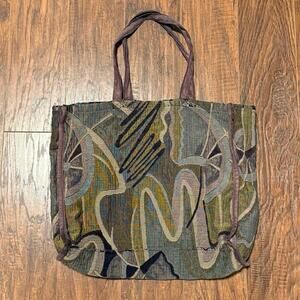 [Vintage] Purple Gray Abstract Tapestry Horizontal Tote Bag